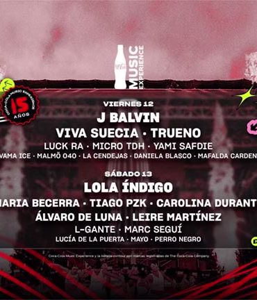 Cartel Coca-Cola Music Experience 2025 por días