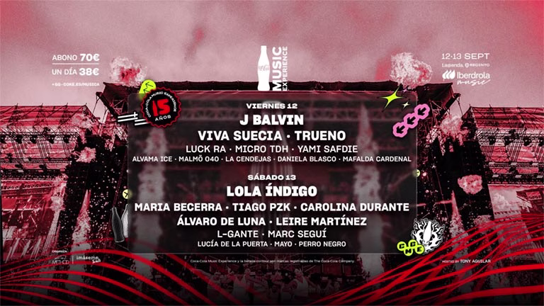 Cartel Coca-Cola Music Experience 2025 por días